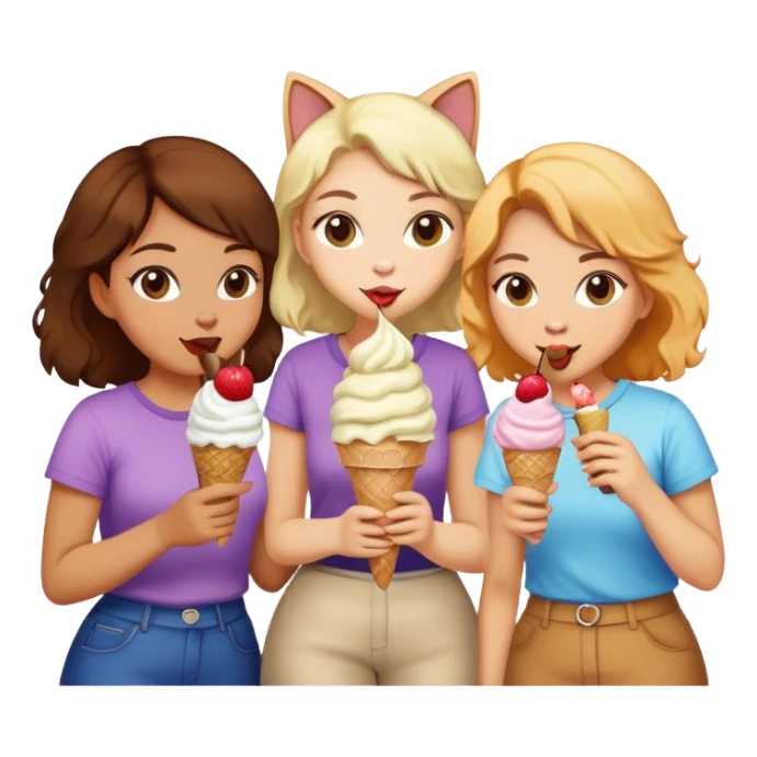 Women and a cat eating ice cream  sticker
