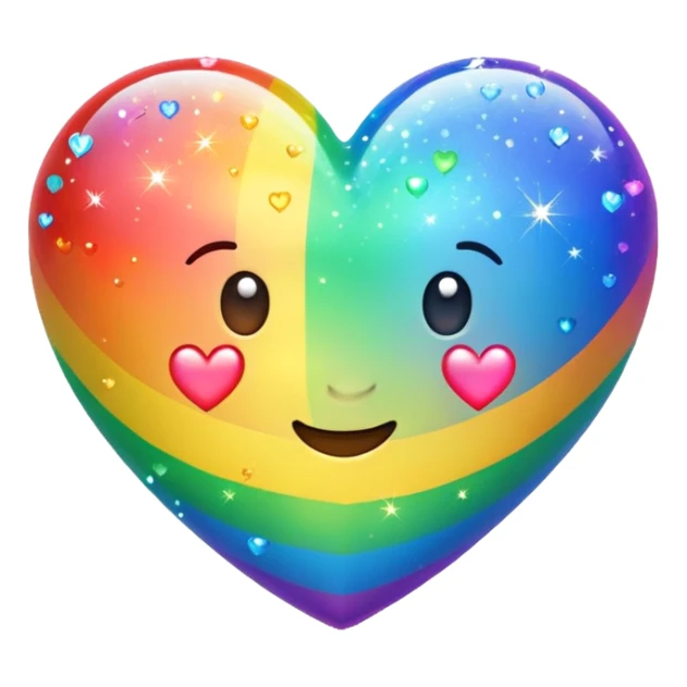 rainbow heart with sparkles emoji style sticker
