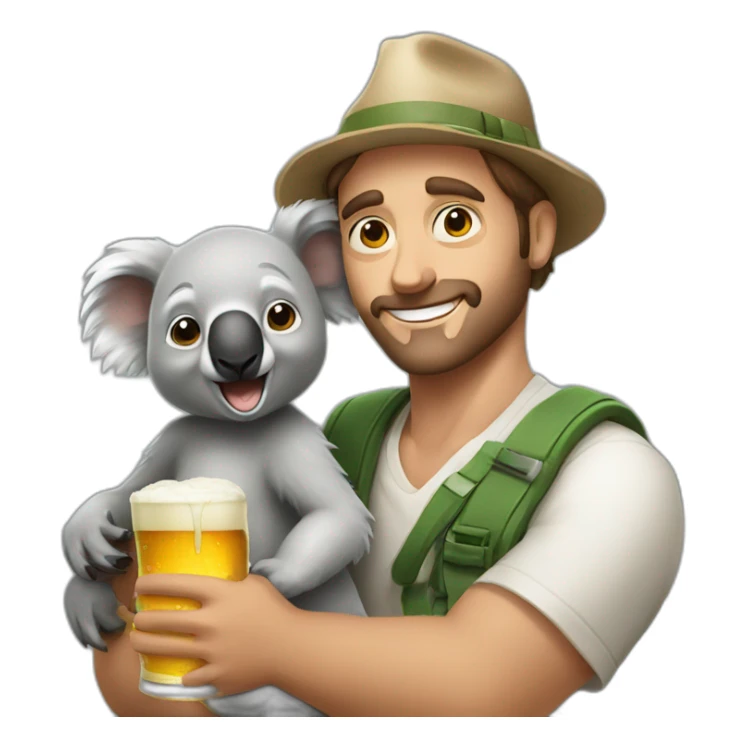 man with had of koala with beer on his hand  sticker