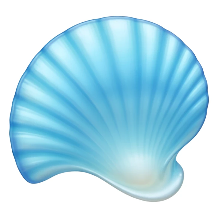 Light blue Mother-of-pearl shell emoji, pearl texture, soft gradient, smooth curves, glossy finish sticker