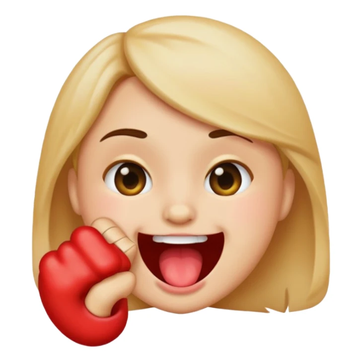 emoji biting its finger to flirt sticker