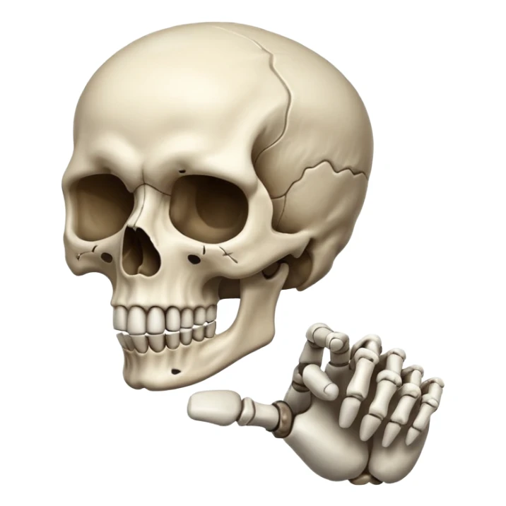 Skull emoji pointing with hand to the right at something sticker