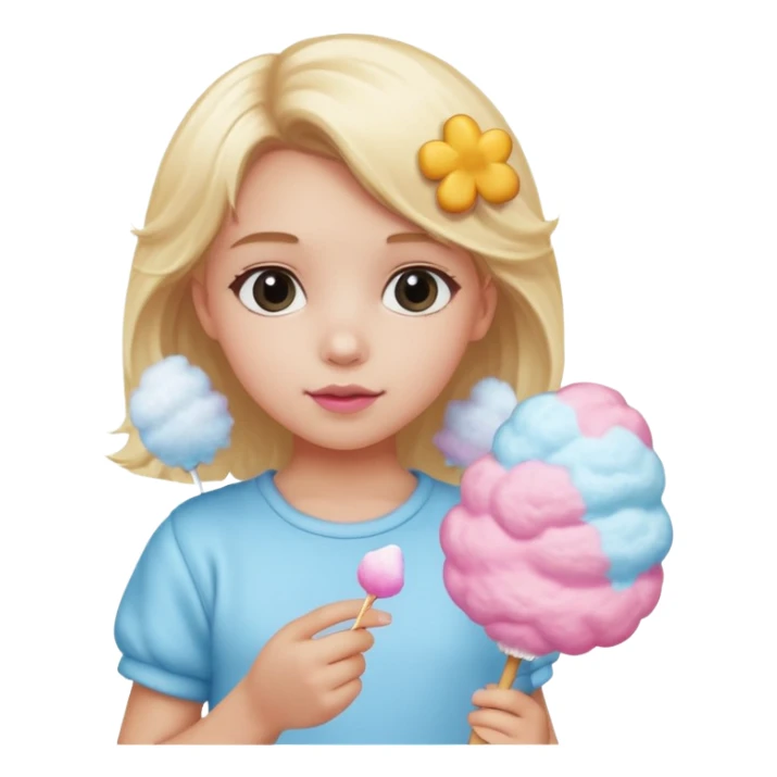 cotton candy holding blonde girl kid sticker