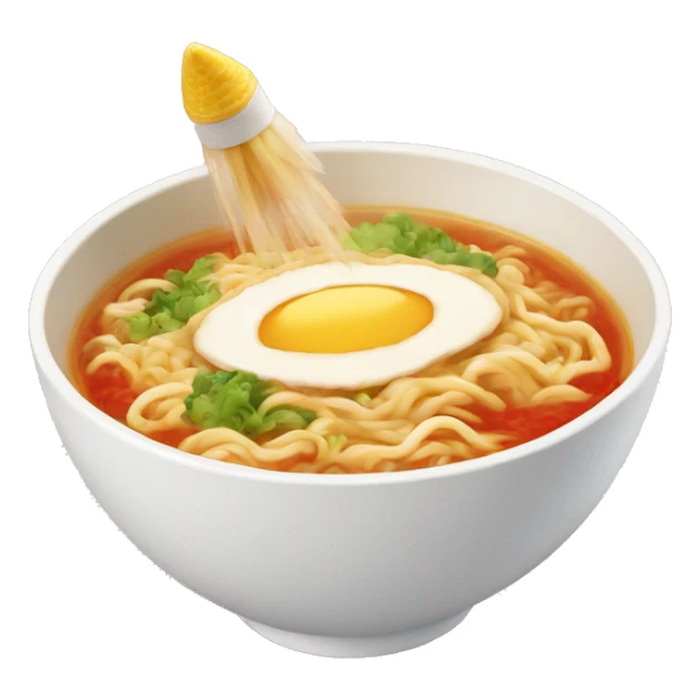 toy rocket in ramen bowl sticker