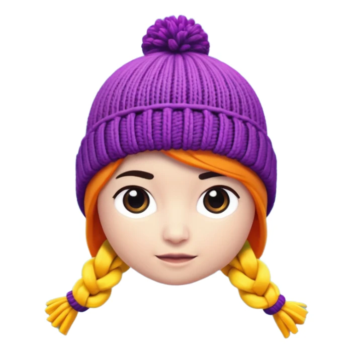 A 3D cartoon knitted wool beanie hat with visible yarn loops, vibrant color, soft lighting, Memoji-style rendering. sticker