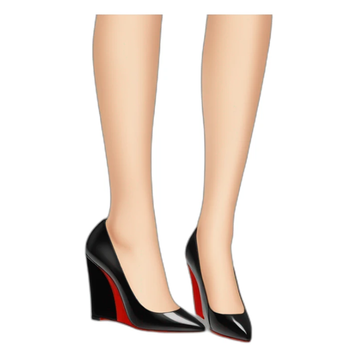 WEDGE heel LOUBOUTIN black leather PATENT sticker