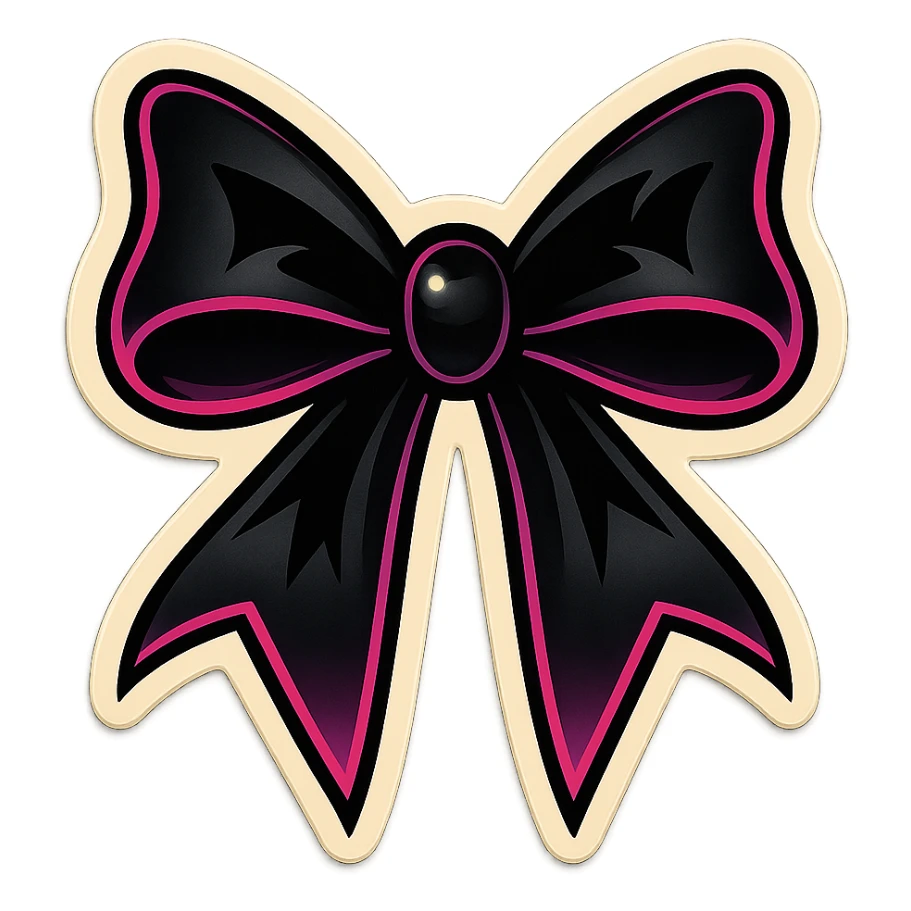 gothic bowtie, black and pink, retro stickers style sticker