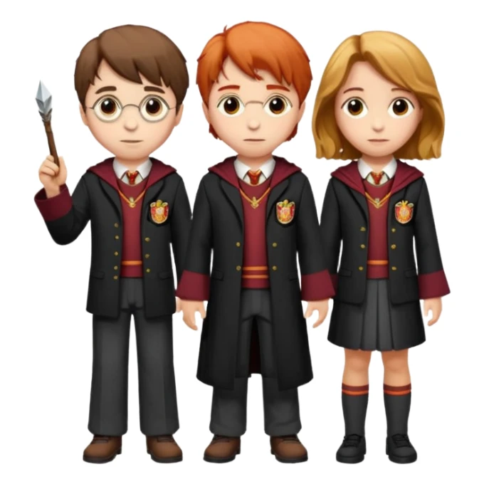harry potter, ronald weasley and hermione granger in gryfinndor uniform sticker