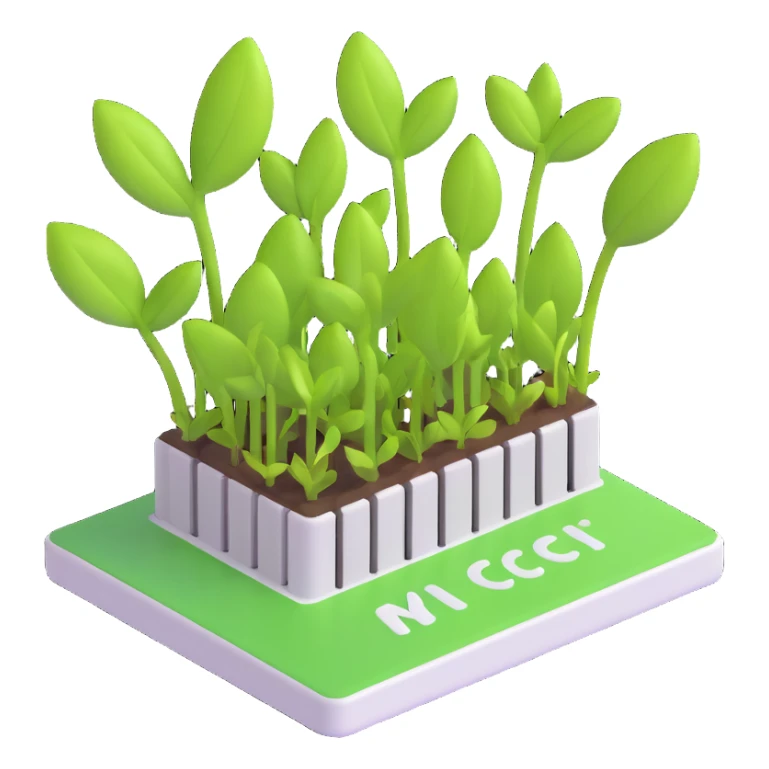 emoji of a computer chip sprouting plants blending technology and natural resources sticker