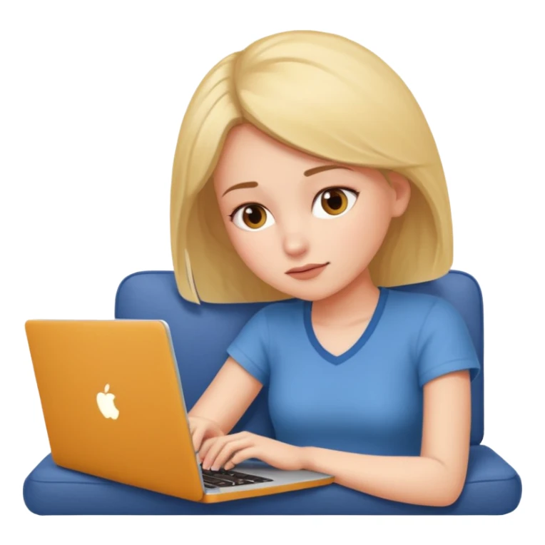 A girl is lying on the couch with a laptop, working sticker