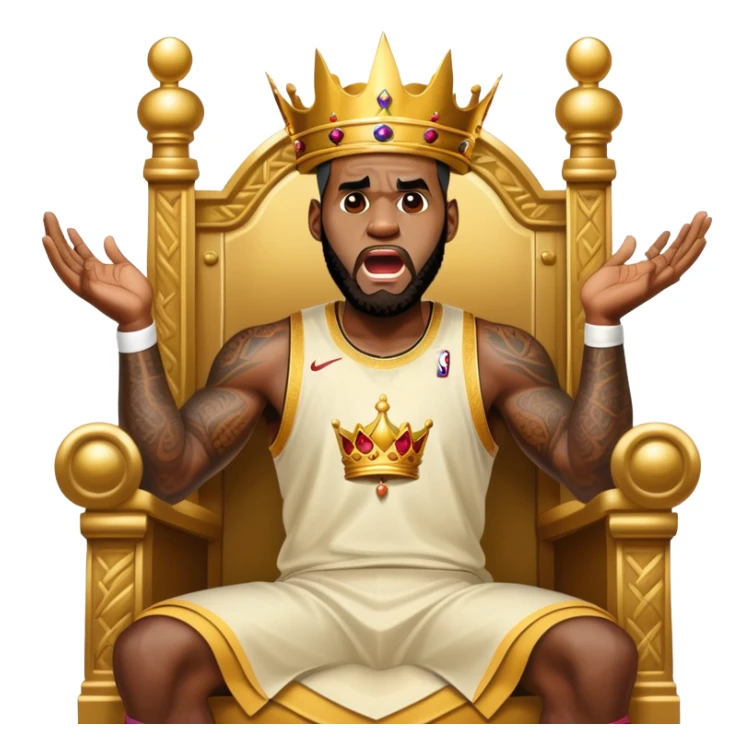 LeBron James on a throne yelling to his royal city sticker