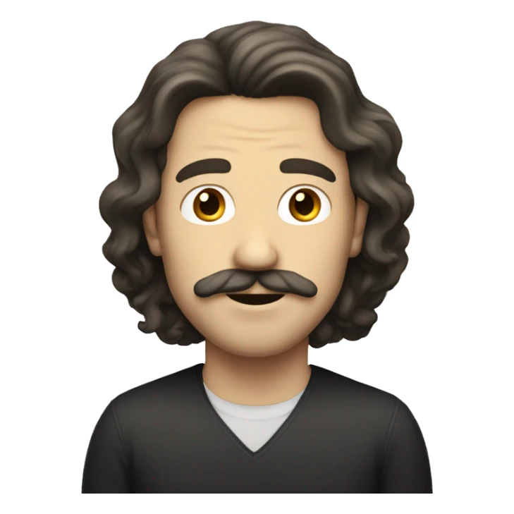a white guy with mustache and long dark wavy hair sticker