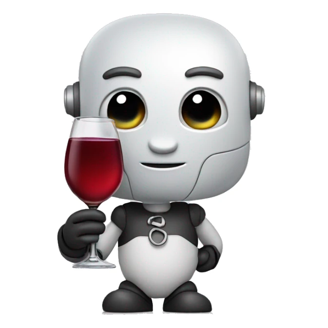 cute chatbot holding a glass of wine sticker
