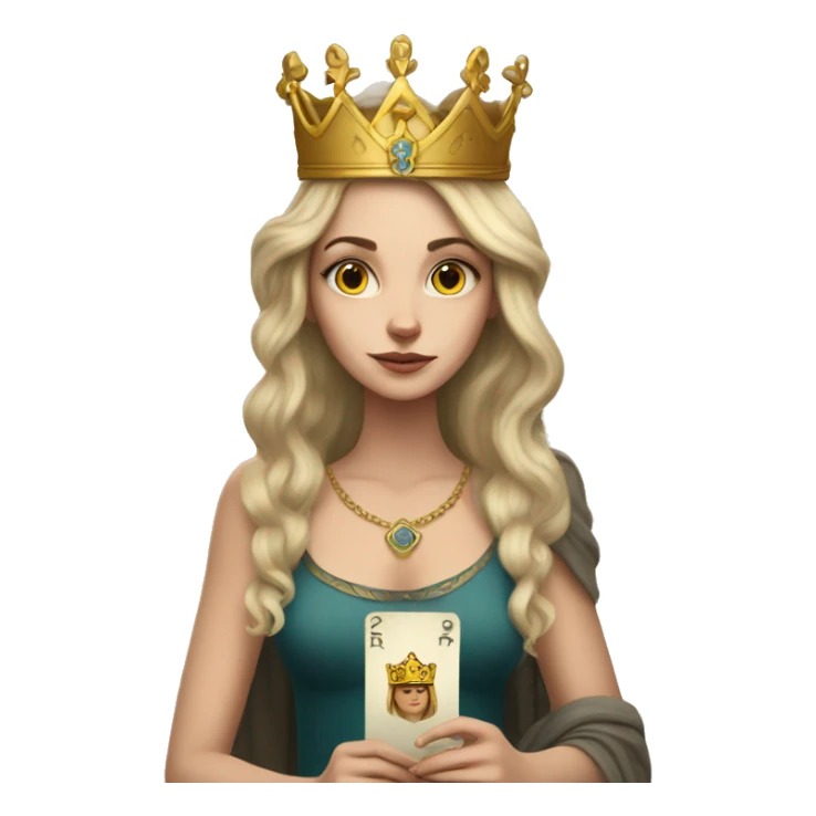 white girl with a crown on her head, she holds tarot cards in her hands sticker