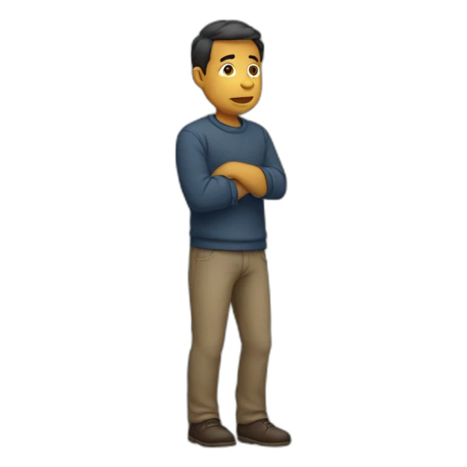 a man wondering holding his chin full body sticker