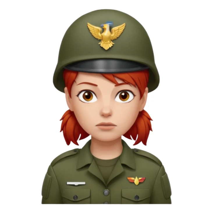 Female Soldier red hair no wearing cap sticker