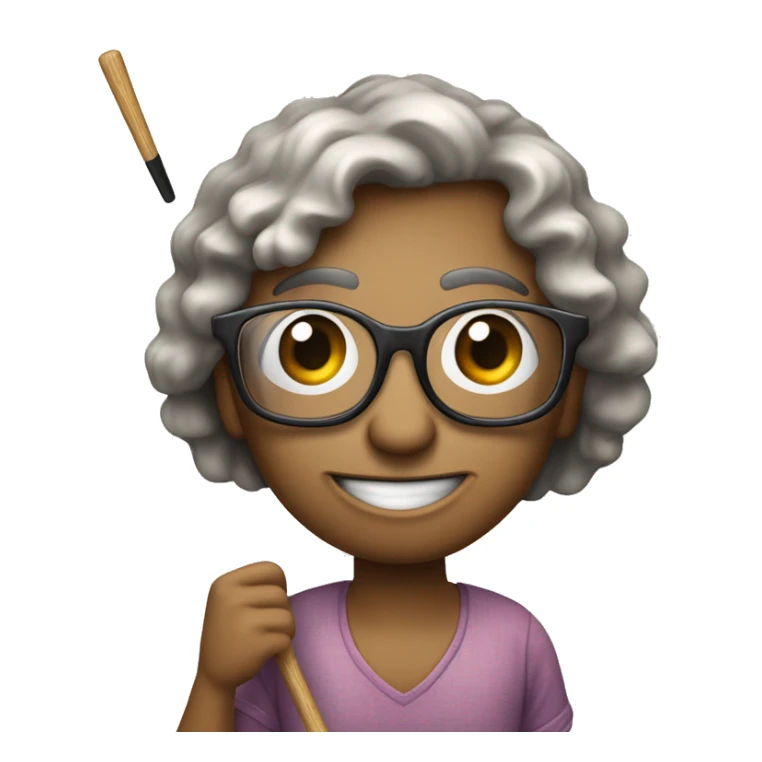 invidente con baston y lentes tocando el piso con el baston sticker