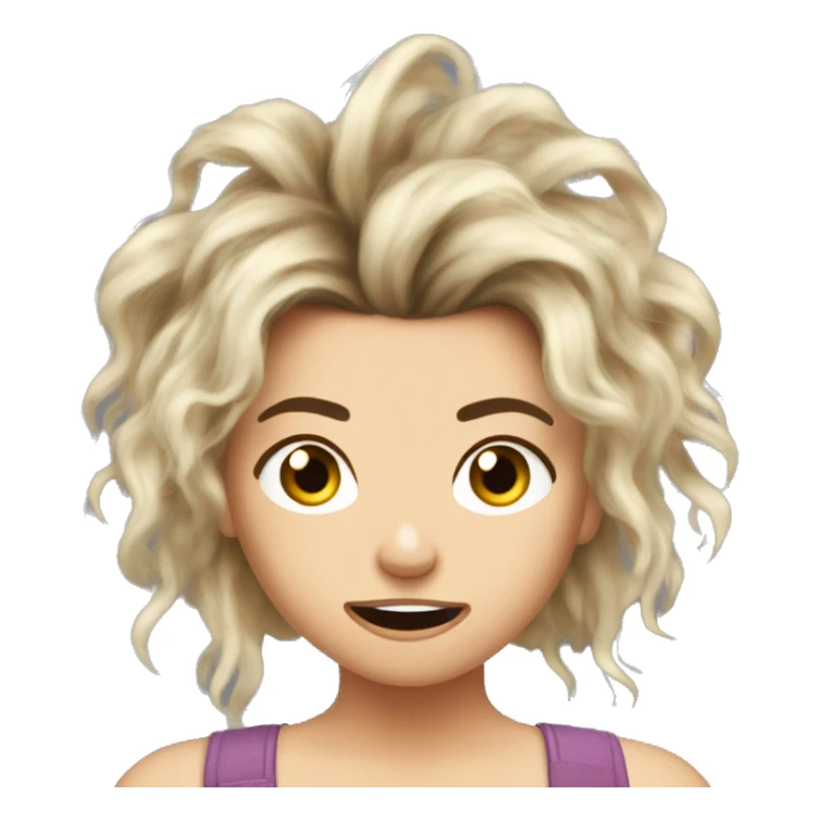 katie bell messy hair and shock sticker