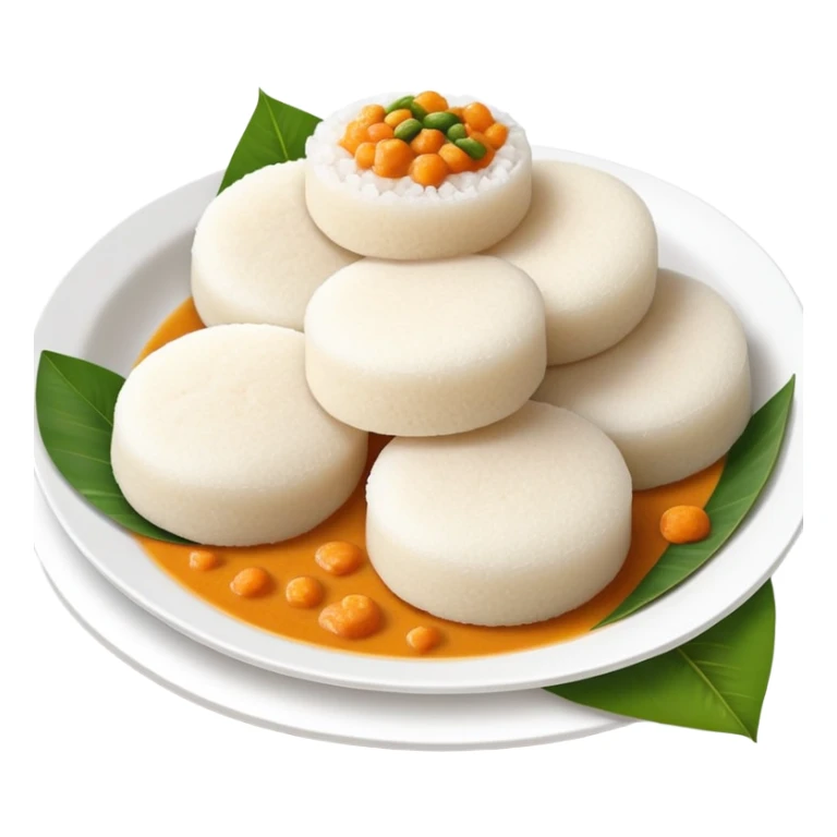 steamed idli rice cakes with sambar and coconut chutney sticker