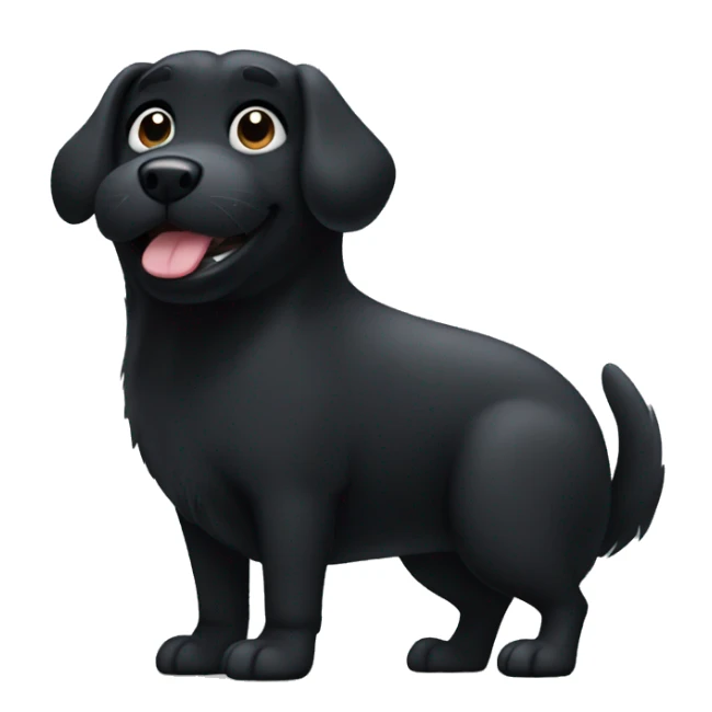 A black dog thats very chubby and has a tiny tail sticker