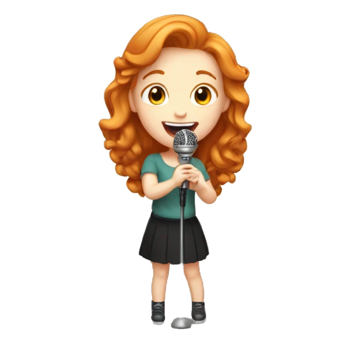 pretty GINGER girl singing holding mic sticker