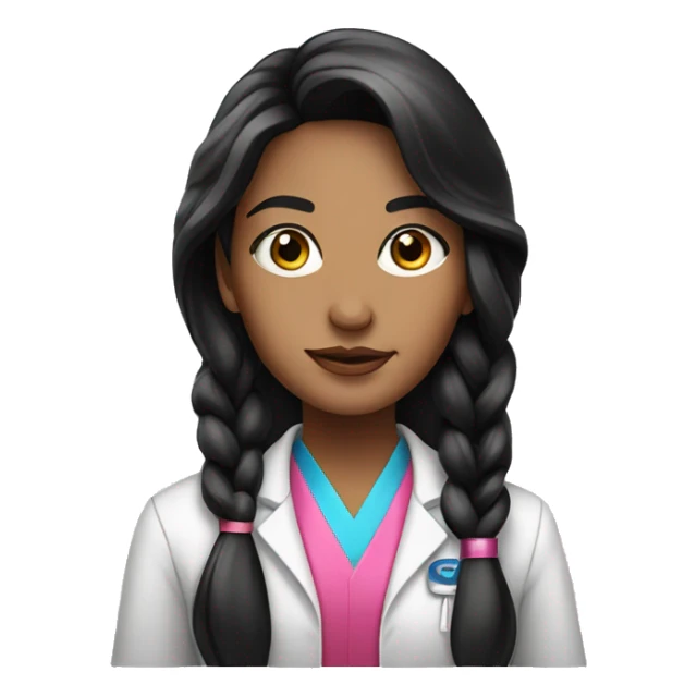  young beautiful female idol scientist with beaded earrings & long black hair with pink accents sticker