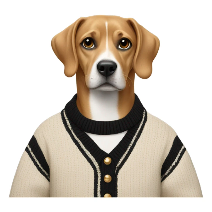 Dog wearing a Chanel sweater  sticker