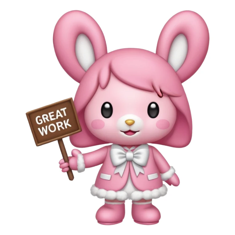 "my melody" with sign that says great work sticker