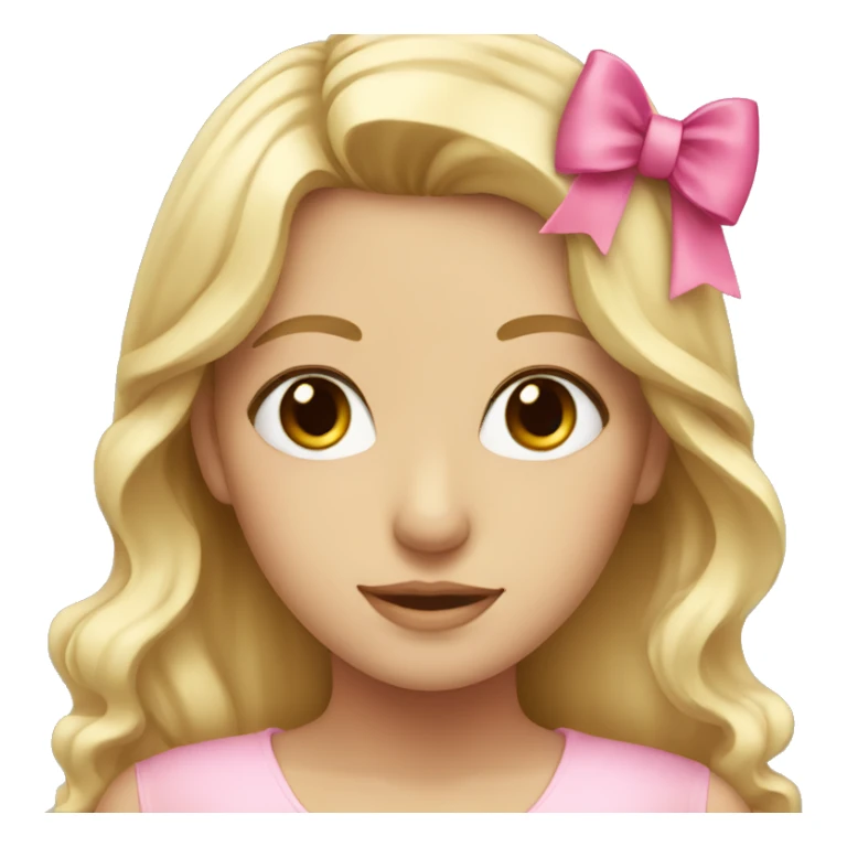 blonde girl with pink bow and brown eyes  sticker