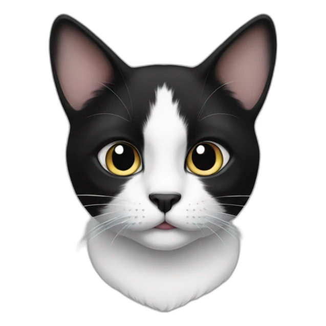 Black and white cat with black nose sticker