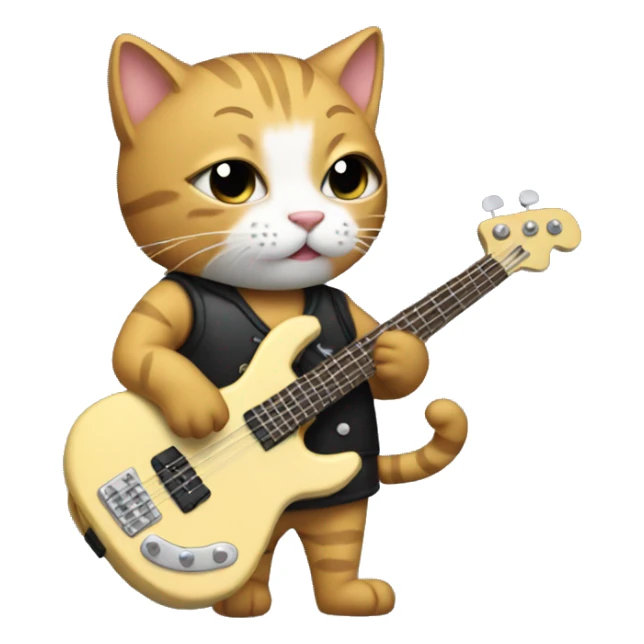 Cat wearing a gi playing bass sticker