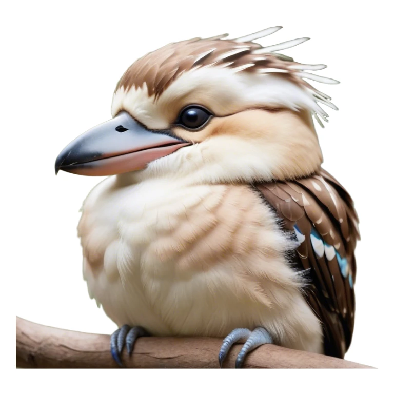 Meme-Worthy Cute Sleeping Kookaburra Portrait Emoji, Head resting peacefully with a contented smile, showcasing a stout build and a luxuriously soft brown plumage, eyes shut in a serene, restful doze, Simplified yet hilariously adorable features, highly detailed, glowing with a soft, drowsy light, high shine, relaxed and utterly lovable, stylized with an air of playful laziness, bright and heartwarming, soft glowing outline, capturing the essence of a comically sleepy kookaburra, so meme‐worthy it feels like it could instantly become the next viral sensation of adorable slumber! sticker