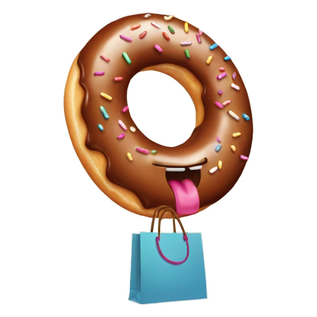 Donut with shopping bag sticker