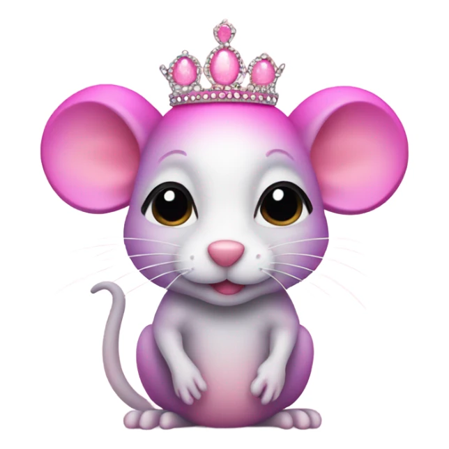 Pink ombre rat with tiara and glitted sticker