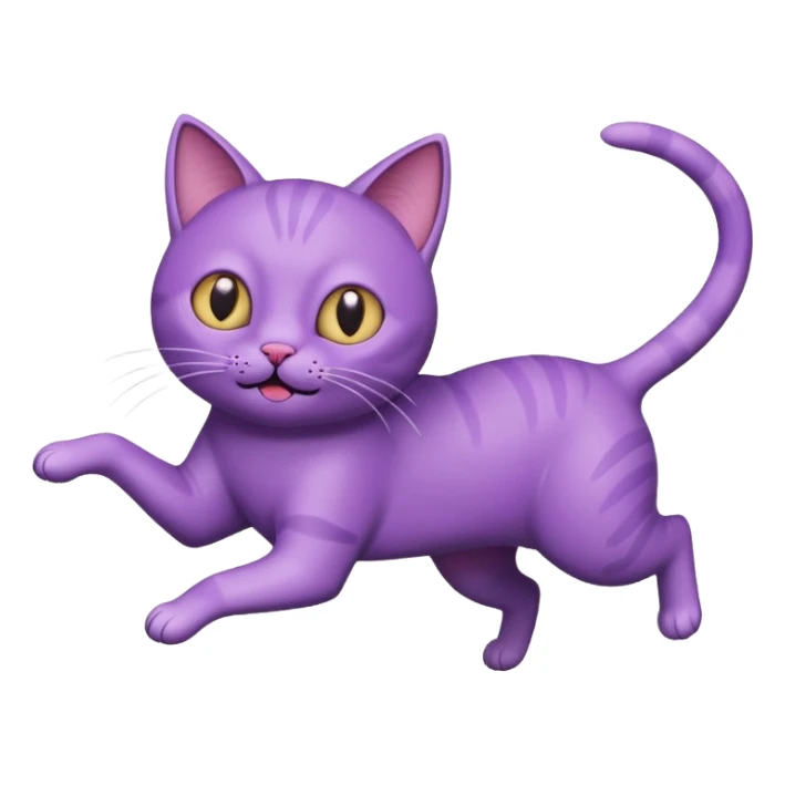 funny purple cat jumping after a fly more thin cat  sticker
