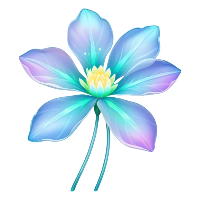 Pastel iridescent transparent bioluminescent flower sticker