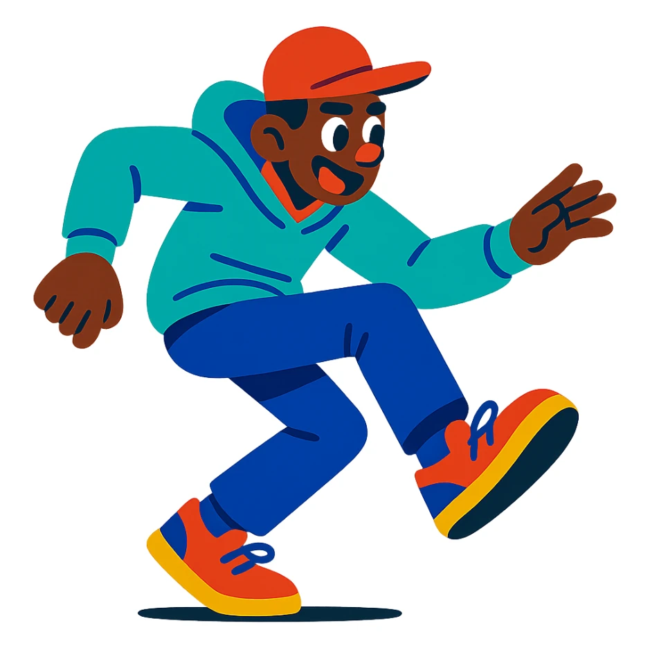 a person doing the Griddy dance, energetic pose, vibrant style sticker