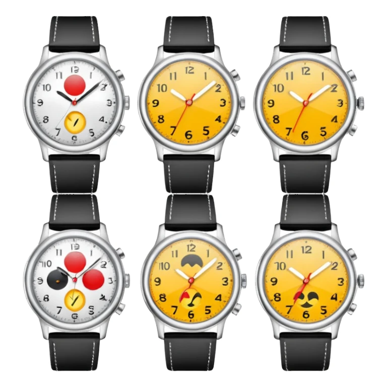 Make an image of 5 watches with the time set to 11:55 sticker