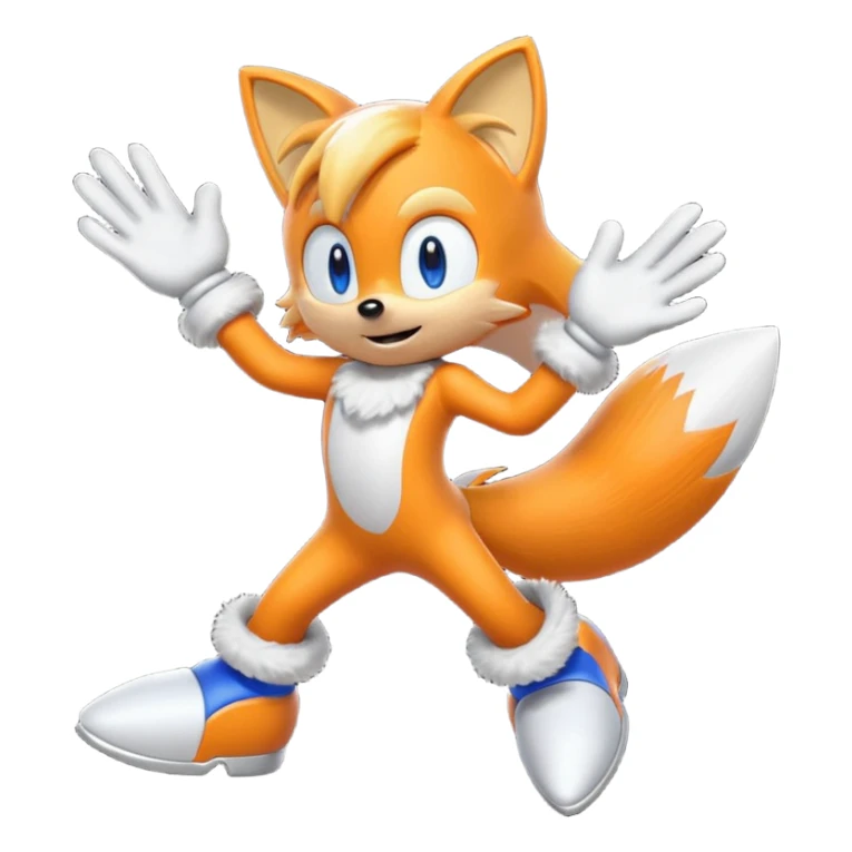 Tails from Sonic the Hedgehog, flying with twin tails spinning sticker