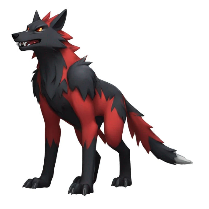  Cool Edgy Black Red Digimon-Fakemon-Wolf full body sticker