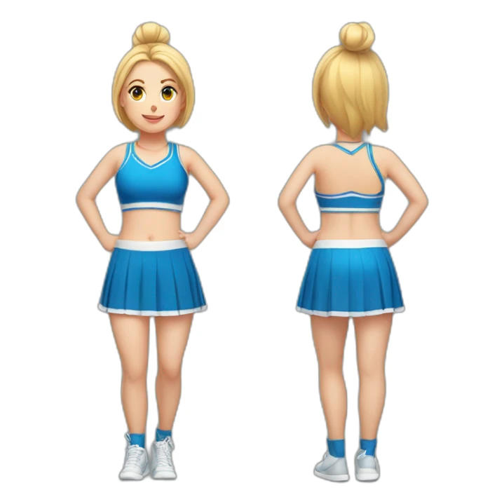 Full body Caucasian curvy cheerleader back and front views sticker