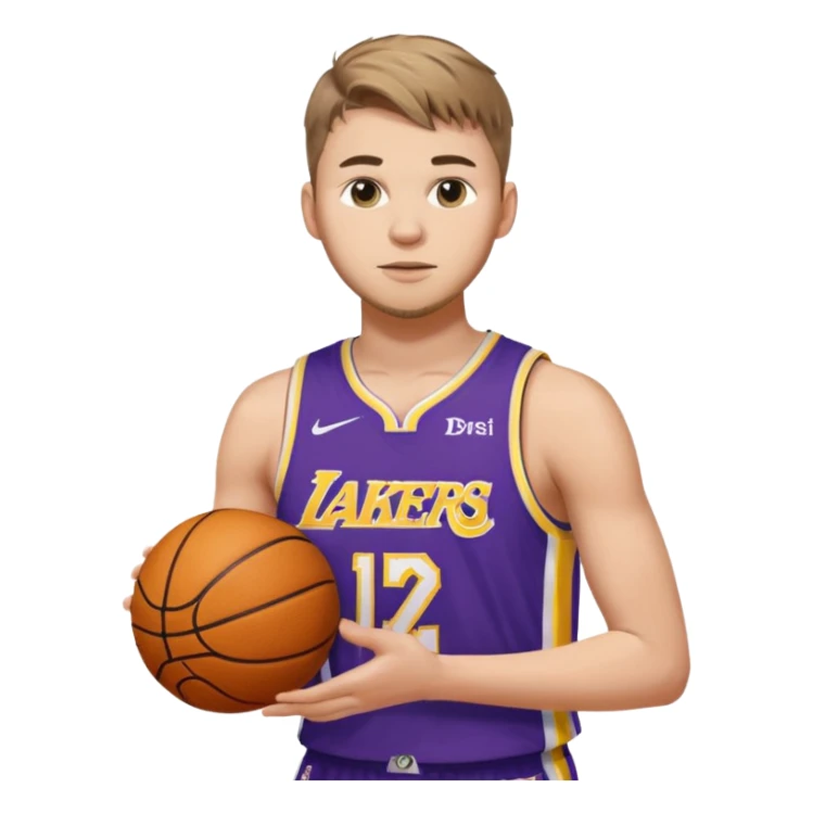 Luka doncic in Lakers uniform with basketball sticker