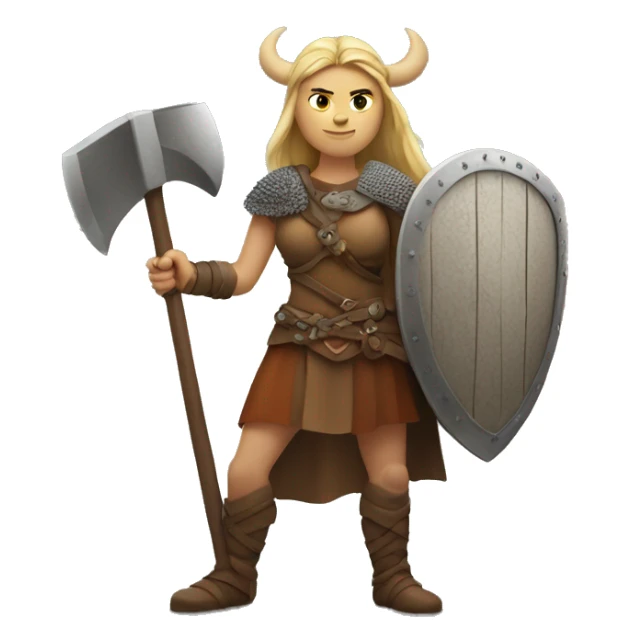 viking woman warrior with axe and shield sticker