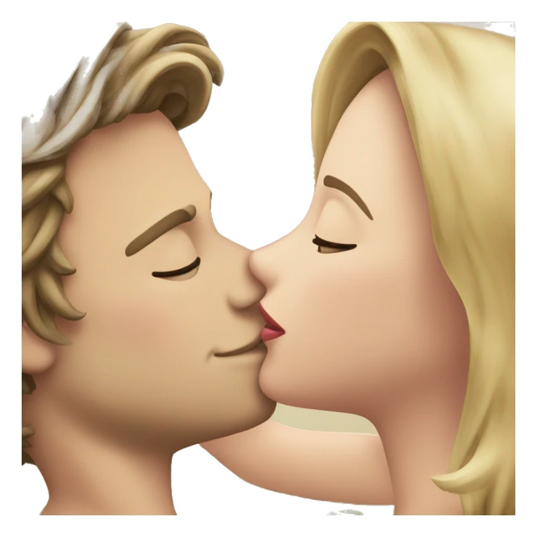 Blonde boy kissing brunette girl  sticker