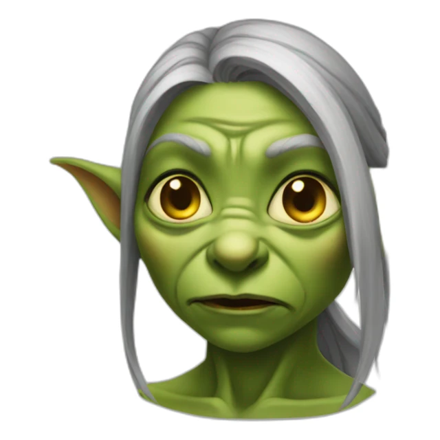 female goblin wrinkles evil sticker