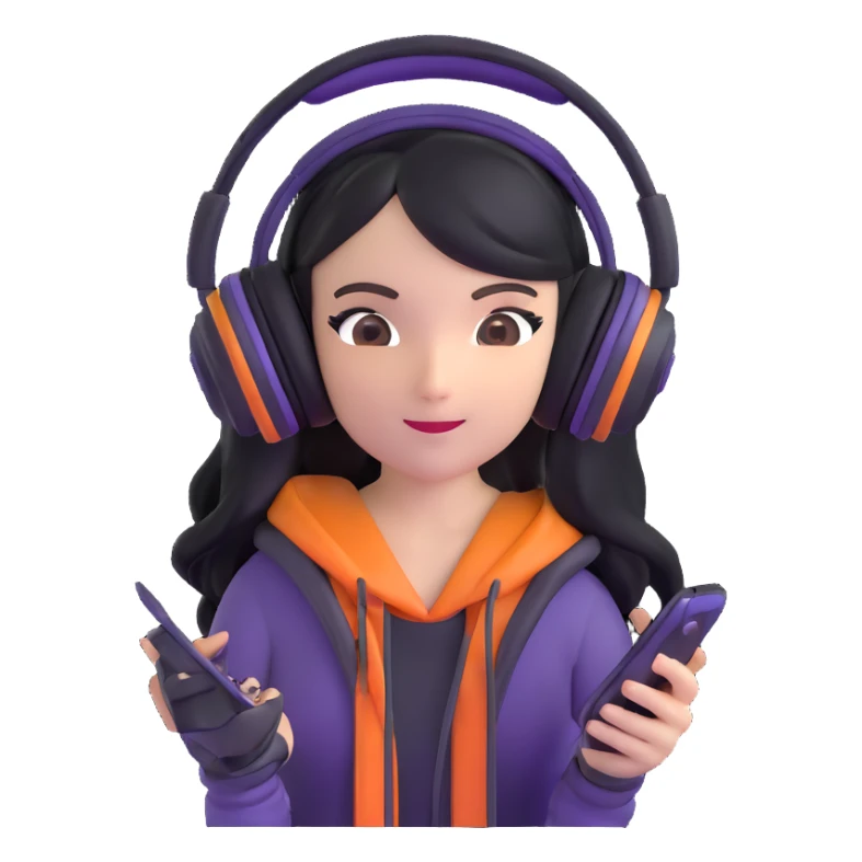 excited gamer girl in headphones sticker