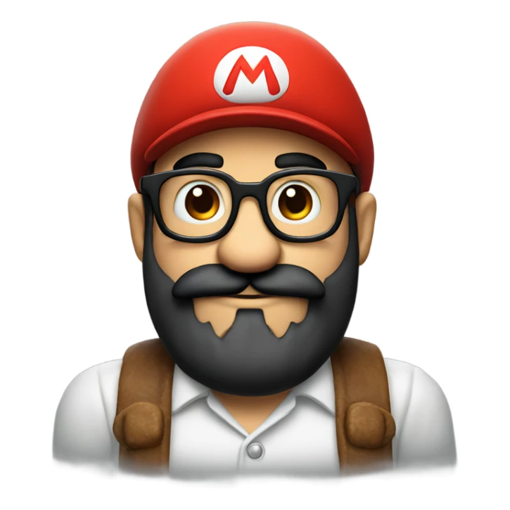 Super Mario in red hat with glasses and black beard sticker
