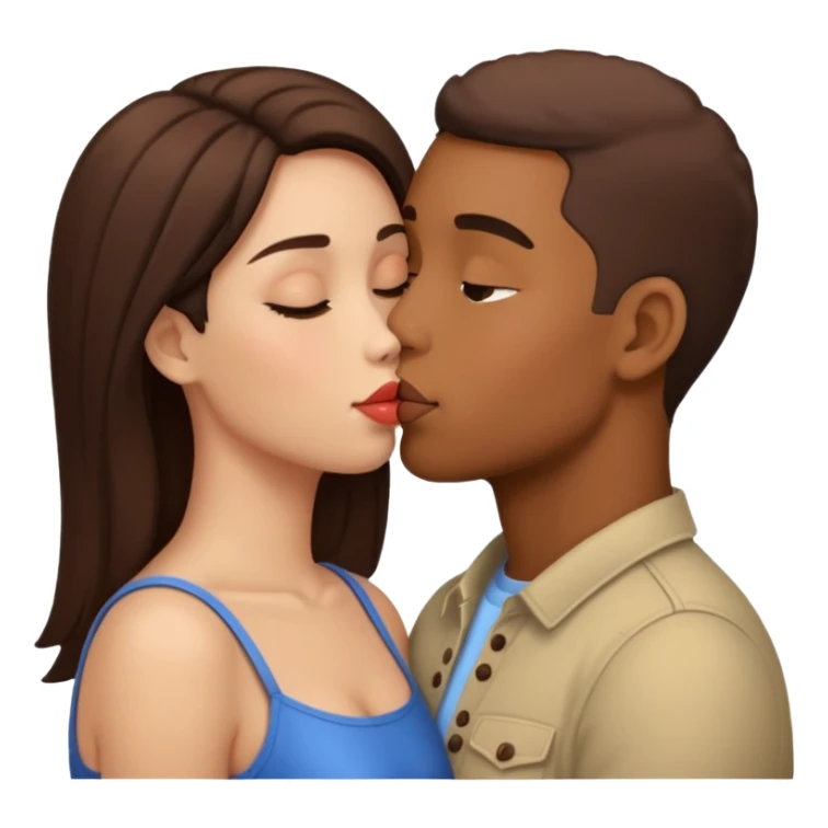 two people kissing, different skin tones sticker
