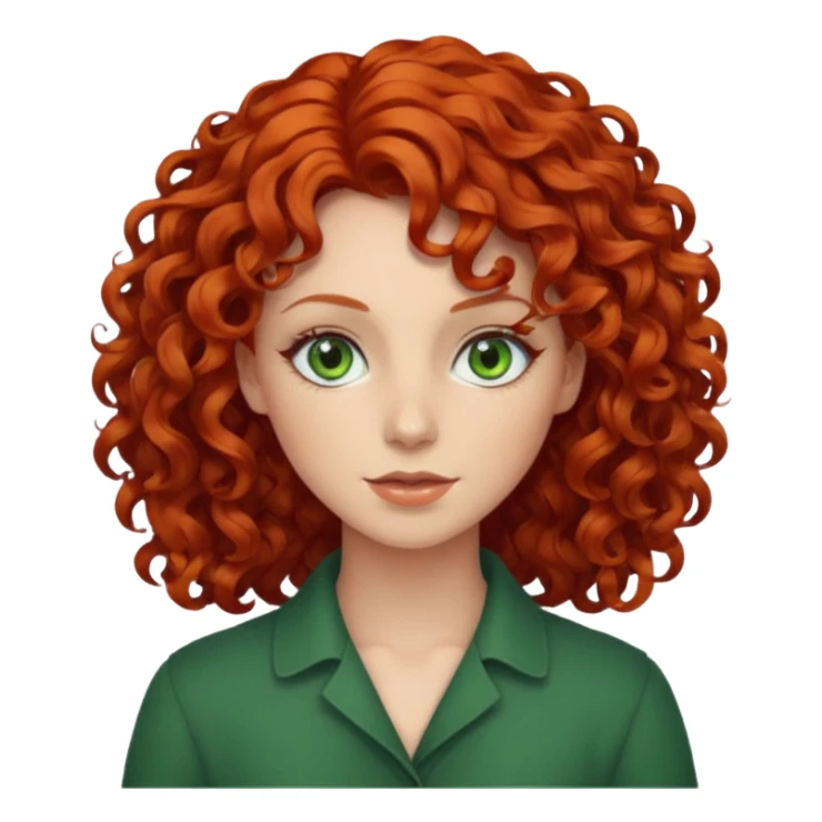 female curly red hair sticker