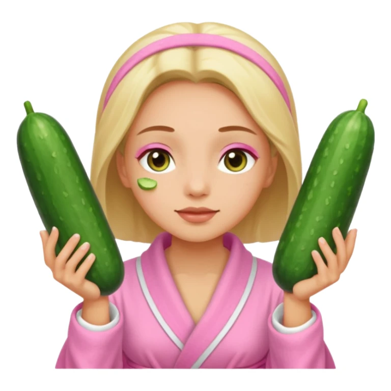 🧖‍♀️this with cucumber on her eyes at a spa and a pink robe sticker
